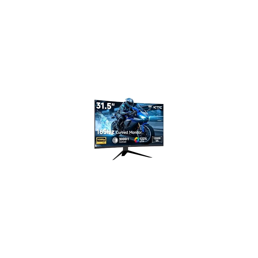 KTC 32 Inch Curved Gaming Monitor, FHD 1080p 165Hz Curve Monitor, H32S17C | 1500R, 1ms MPRT, Adaptive Sync, 122% sRGB, DP/HDMI, Tiltable, Eye Care, VESA, HDR10 for Gaming Home Office Business