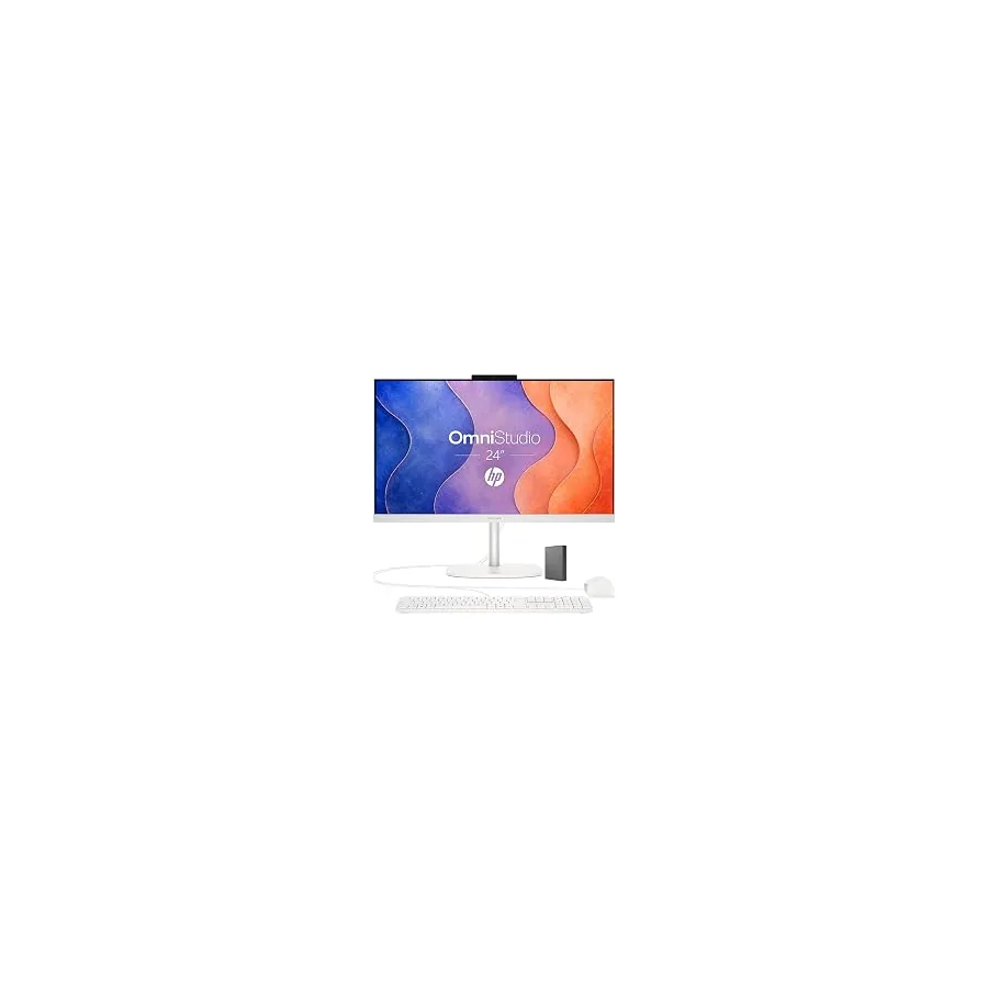 HP 24“ OmniStudio All-in-One Desktop Computer, 8GB DDR5 RAM, 128GB UFS | Full HD Ultra-thin Screen, Intel Quad-Cores, WiFi6, Keyboard & Mouse, Windows 11, Built for home. Ready for everyone.