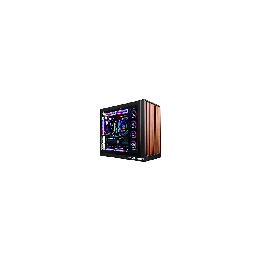 KOTIN Gaming PC Desktop, Ryzen 7 9800X3D, RTX 5070 12GB, 32GB DDR5, 1TB SSD | 11.3" Smart Display, 360mm Liquid Cooler, WiFi 7, 850W 80+ Gold PSU, Windows 11 ARGB Lighting Gaming Computer 1440 4K