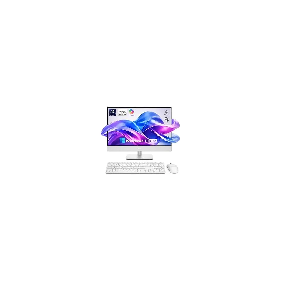 Dell 23.8" All-in-One Desktop Computer, FHD Touchscreen, Intel Core Ultra 7 Series 3 Processor, Copilot+ PC, 16GB DDR5 RAM, 1TB PCIe SSD, Wi-Fi 6E, Bluetooth 5.3, Windows 11 PRO, Wireless KB & Mouse
