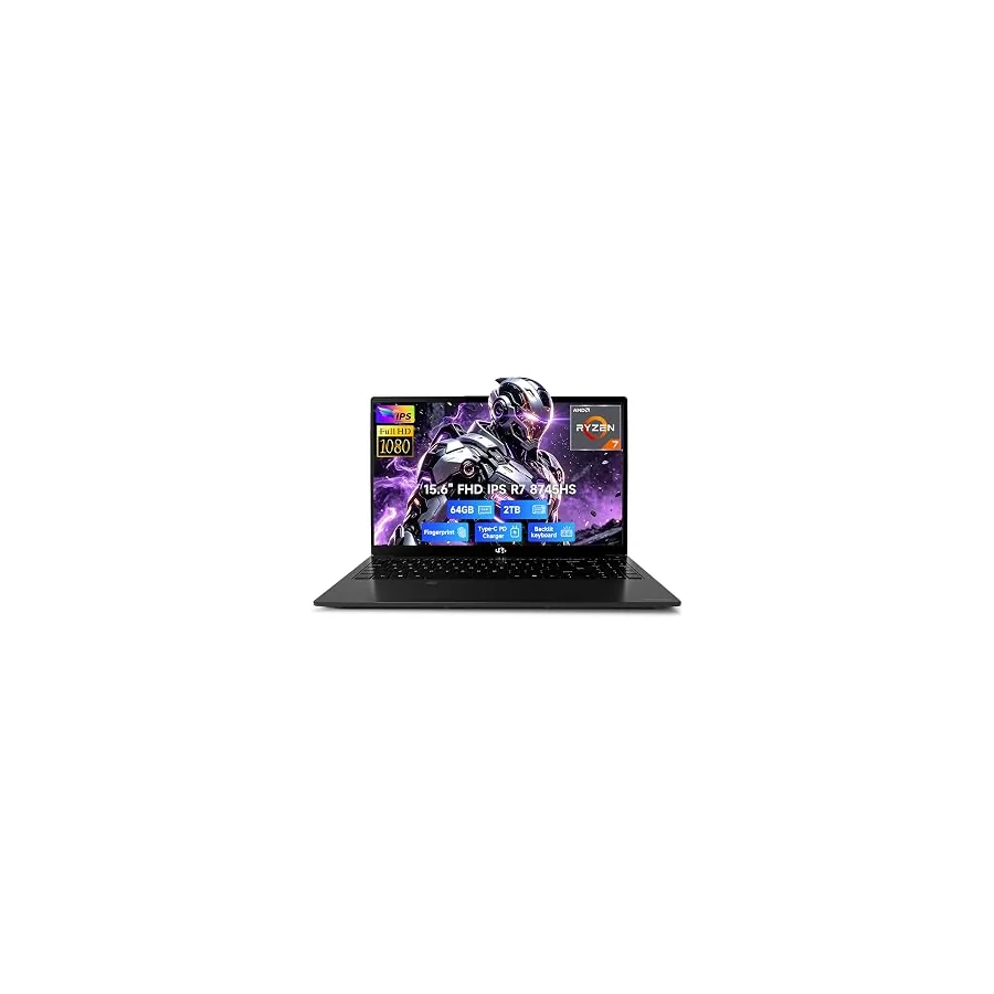 NIMO 15.6" AI-Productivity Light Gaming-Laptop, AMD Ryzen 7 8745HS Radeon 780M (Beat R9 7940HS), 64GB DDR5 2TB SSD, USB4 100W USB-C PD for Creative Projects, College Creators & AI Work, 2Yr-Warranty