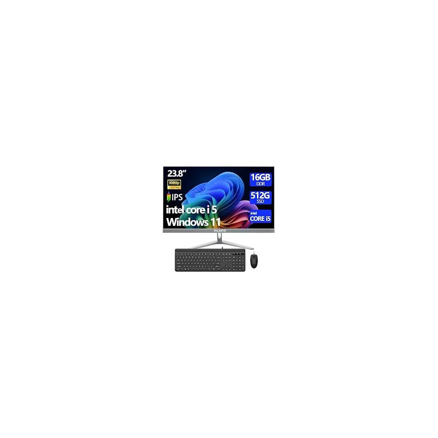 23.8-Inch Fhd All-in-One Desktop Compute,Core i5, 16GB DDR RAM,512GB PCIe SSD,1920x1080 FHD Display, WiFi, Bluetooth,Mouse and Keyboard Include,with 1-Year Warrant