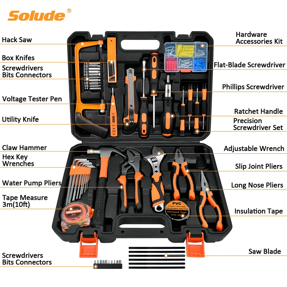 SOLUDE Tool Set,148-Piece Home Repair Tool Kit for Men Women College Students,Household Basic Hand Tool Sets with Case for Home Maintenance,Dorm Essentials and DIY Projects image 2