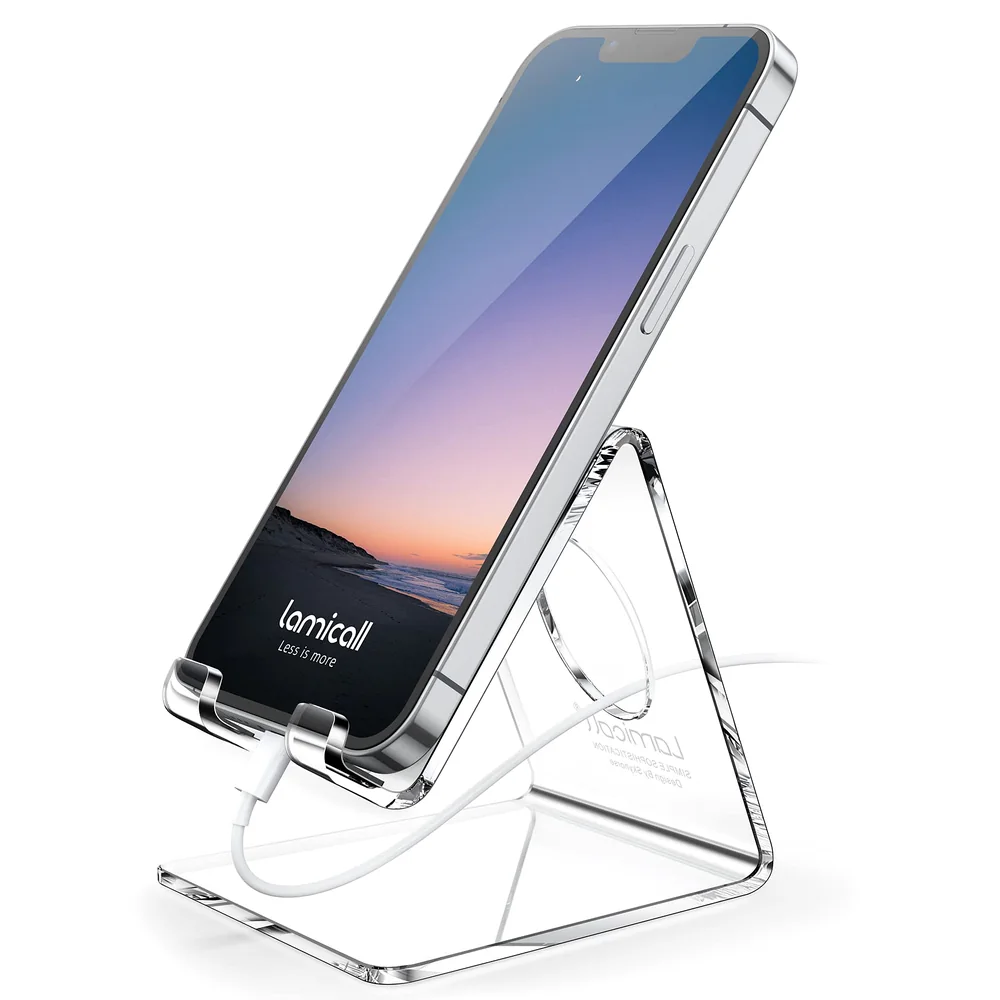 Lamicall Clear Acrylic Cell Phone Stand, Office Desk Decor Accessories