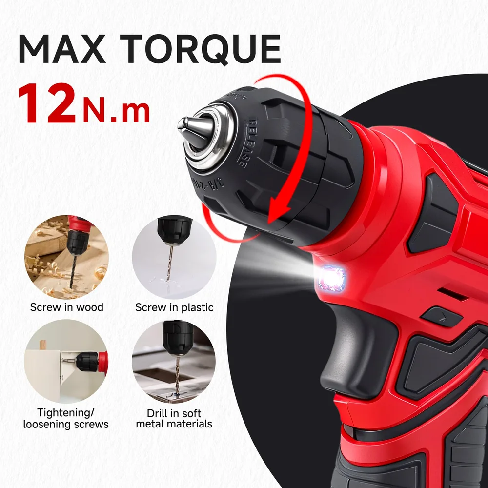 8V Cordless Drill Set, 132-Piece Home Tool Set for DIY & Home Improvement image 2