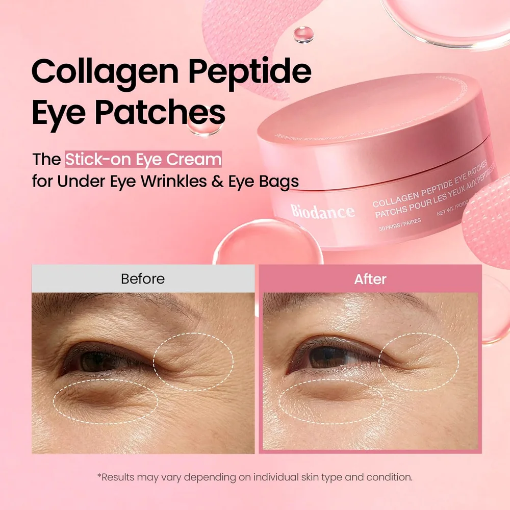BIODANCE Collagen Peptide Eye Patches, Anti Wrinkle & Smile Line Patches for Face, Under Eye Mask for Fine Lines & Eye Bags, Travel Essentials & Self Care Gifts for Women, Korean Skin Care (60 Count) image 3