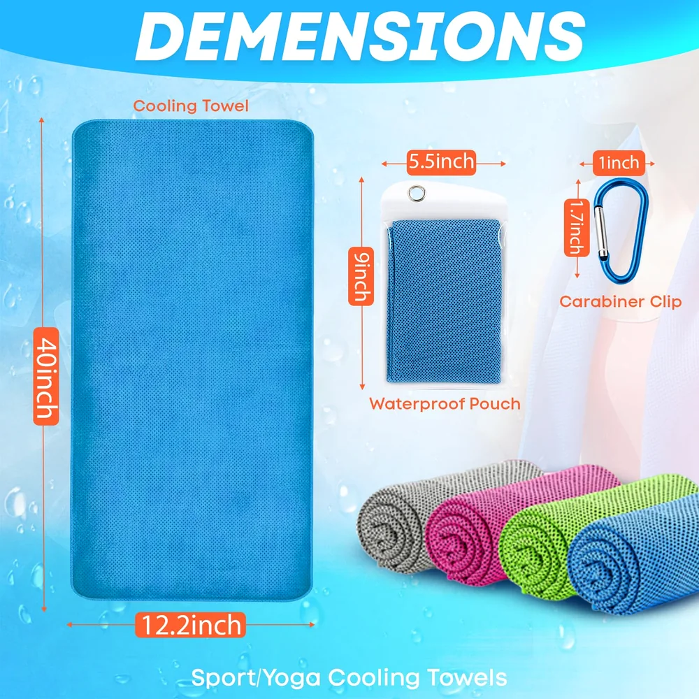 RUENVUE 4 Pack Cooling Towels (40"x 12"), Soft Breathable Gym Towels, Outdoors Ice Towel for Neck and Face, Camp Essentials Microfiber Sweat Towels for Gym, Run, Yoga, Workout, Travel, Climb image 3