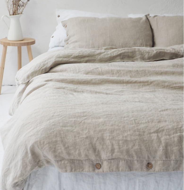 Pure washed-linen duvet cover, beige, King U.K. standard